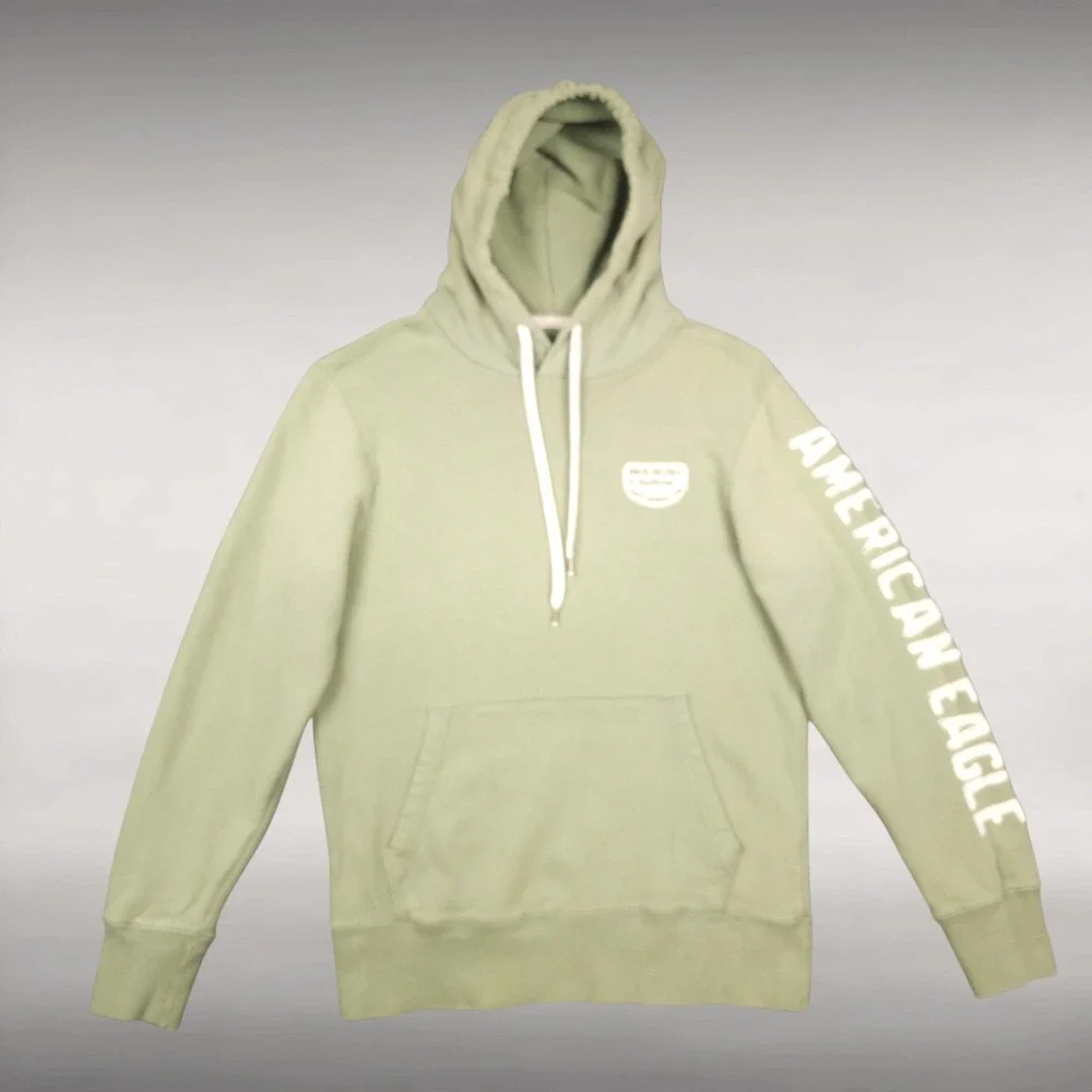 American Eagle Santa Barbara California Graphic Hoodie Mens S Unisex Sage Green